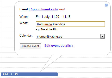 Google kalendri kohtumine