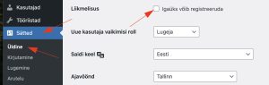 Liikmelisuse välja lülitamine WordPressis
